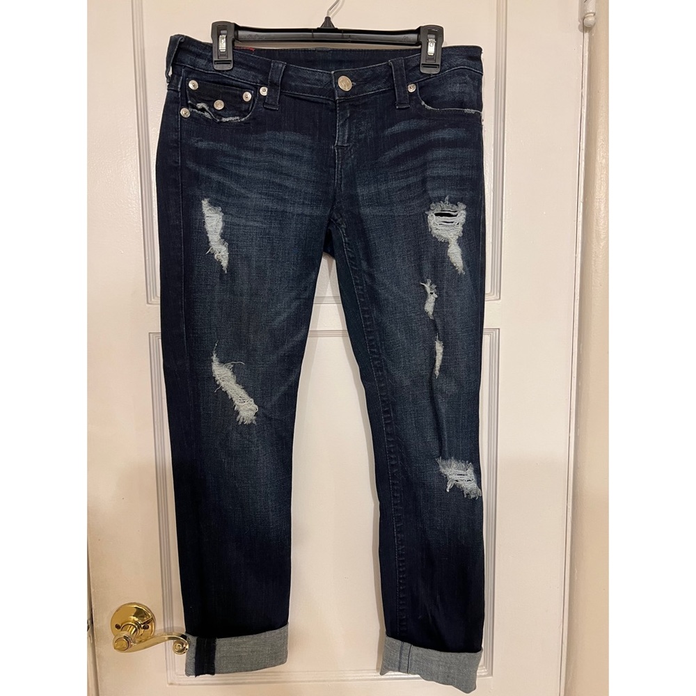 True Religion straight leg ripped jeans
